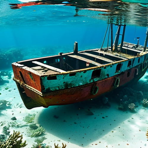 Carlisle Bay Wrecks**

"Underwater view of the Carlisle Bay wrecks in Barbados, clear turquoise water, colorful tropical fish swimming around a partially coral-covered shipwreck, daytime, sunny, excellent visibility,  safe for work, appropriate content, fully clothed, professional."

**