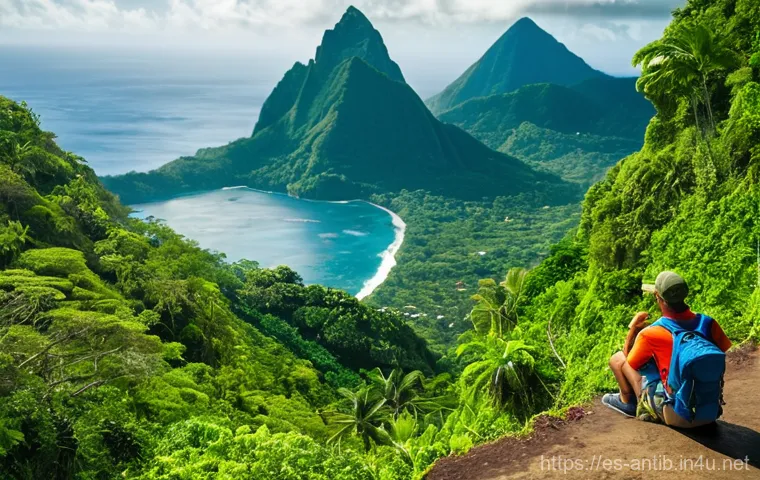 앤티가 바부다 세인트루시아 비교 - **Antigua Beach Paradise & History:**
    A stunning, wide-angle shot of Half Moon Bay in Antigua, s...