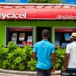 앤티가 바부다 현지 SIM 카드 구매 - A vibrant street scene in Antigua and Barbuda showing a small kiosk at the V.C. Bird International A...