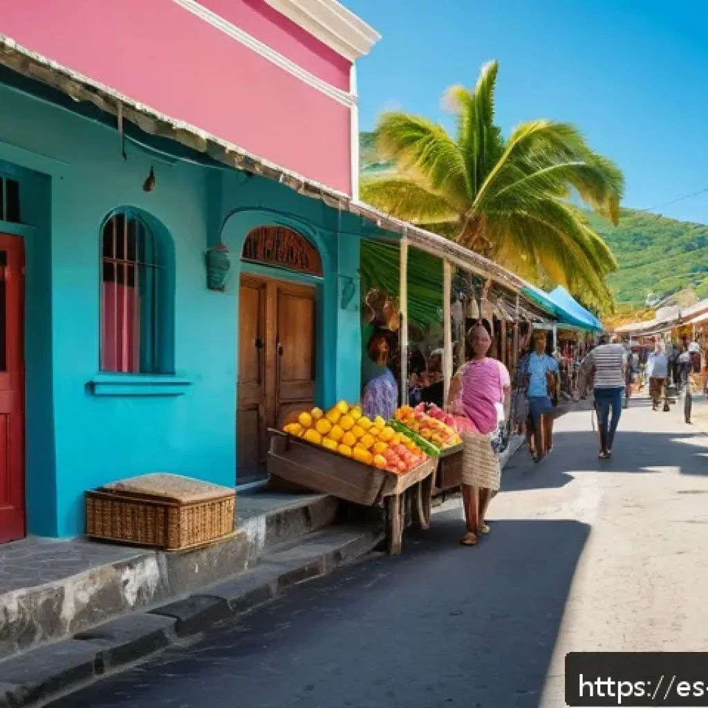 앤티가 바부다 여행 안전 정보 - A vibrant daytime street scene in St. John&rsquo;s, Antigua, showing diverse tourists cautiously exploring...